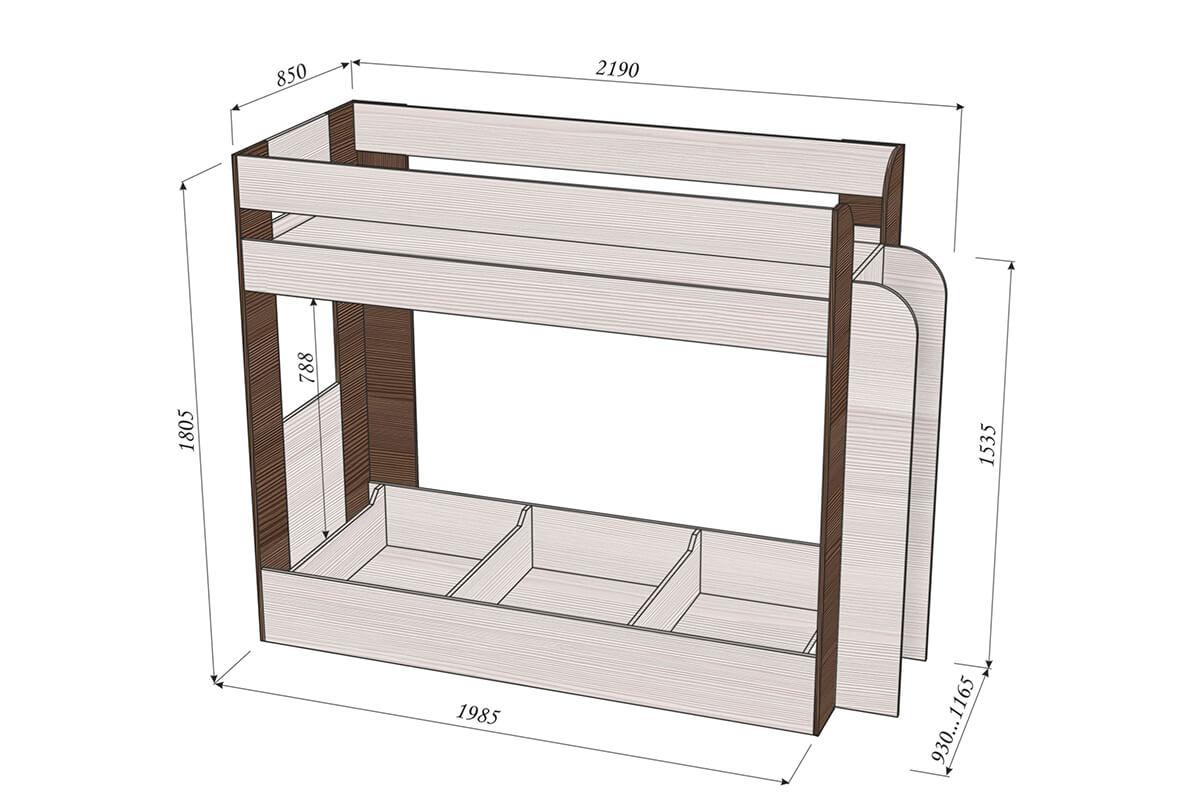 Двухъярусная кровать с диваном сборка схема