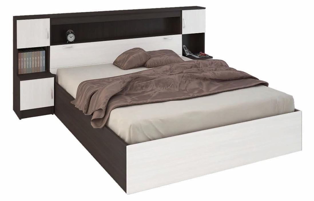 Кровать двуспальная бася с прикроватным модулем 160на200 с матрасом